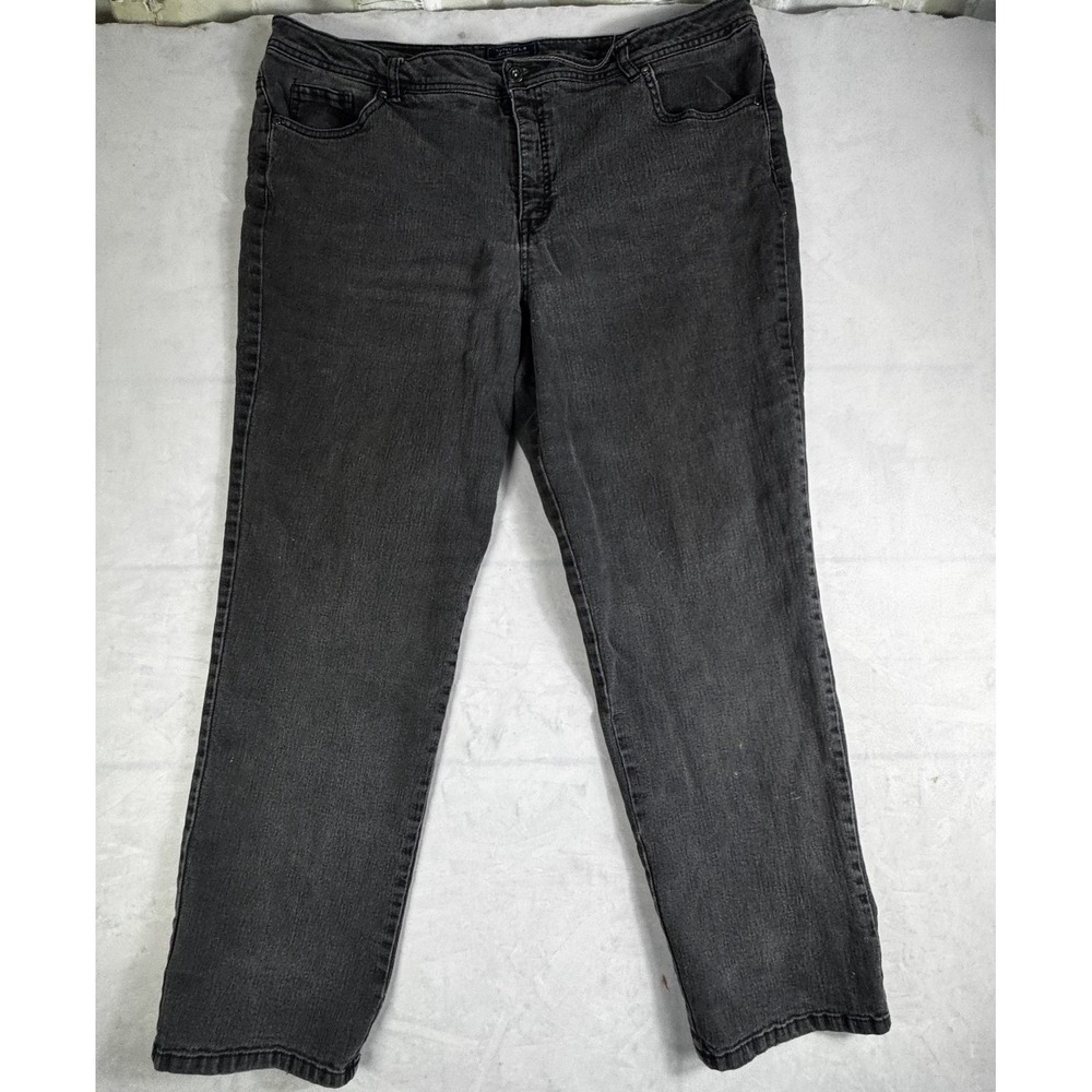 Charter Club Womens Classic Straight Leg Jeans Faded Black Denim Embroidered 20W